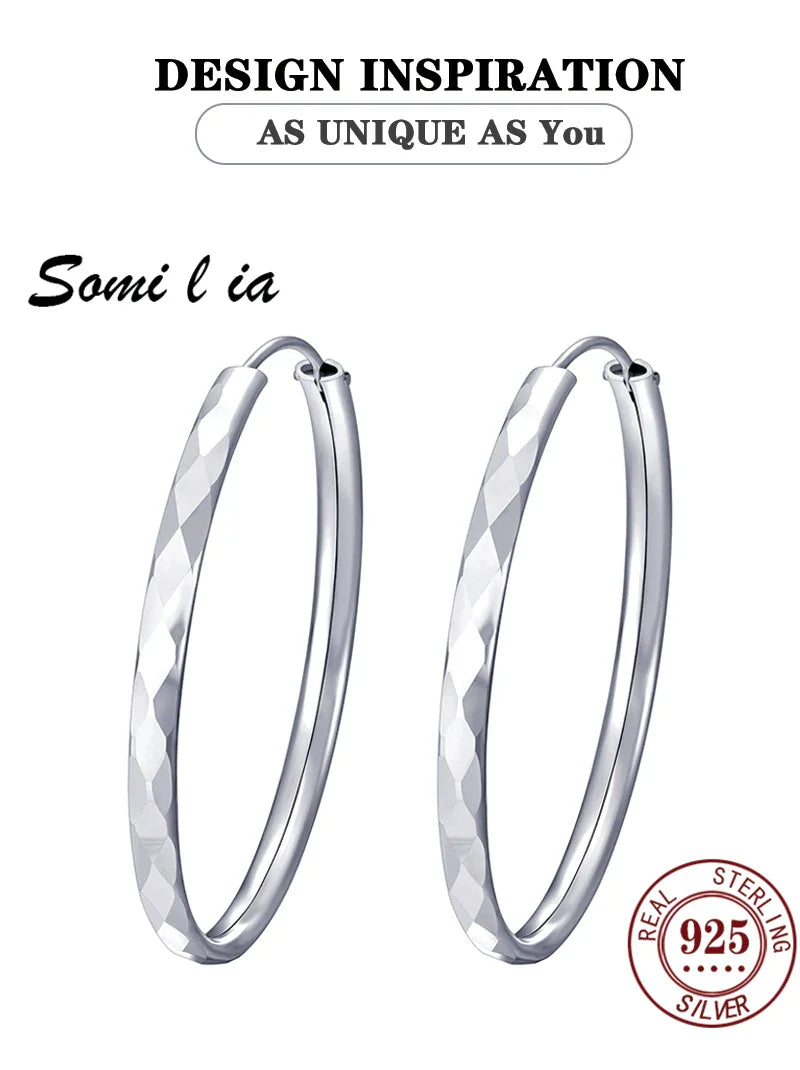 Somilia - Women's Big Hoop Earrings, New Collection 100% 925 Sterling Silver Jewelry Fashion Women18K Golden серьги кольца