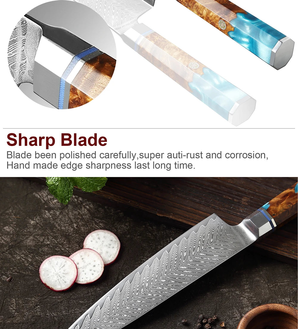 Damascus Knife Set 1-9 PCS Japanese Kitchen Knife Set VG10 Steel Core