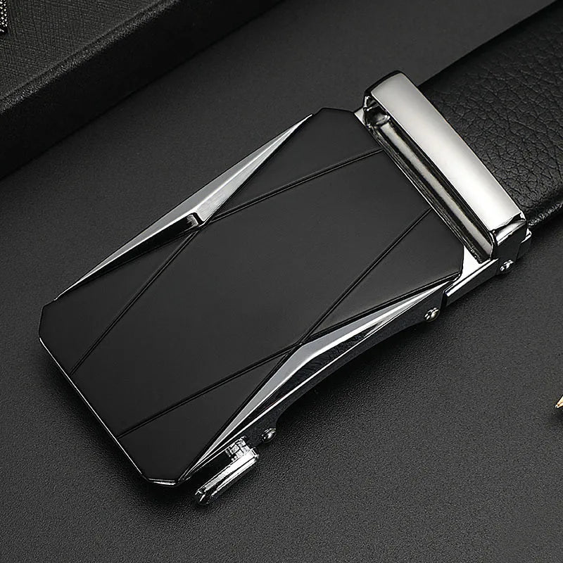 CEXIKA Men's Genuine Leather Automatic Buckle Belt Custom Engraved Name/Logo Ideal Waist Belt for Father's Day Personalized Gift