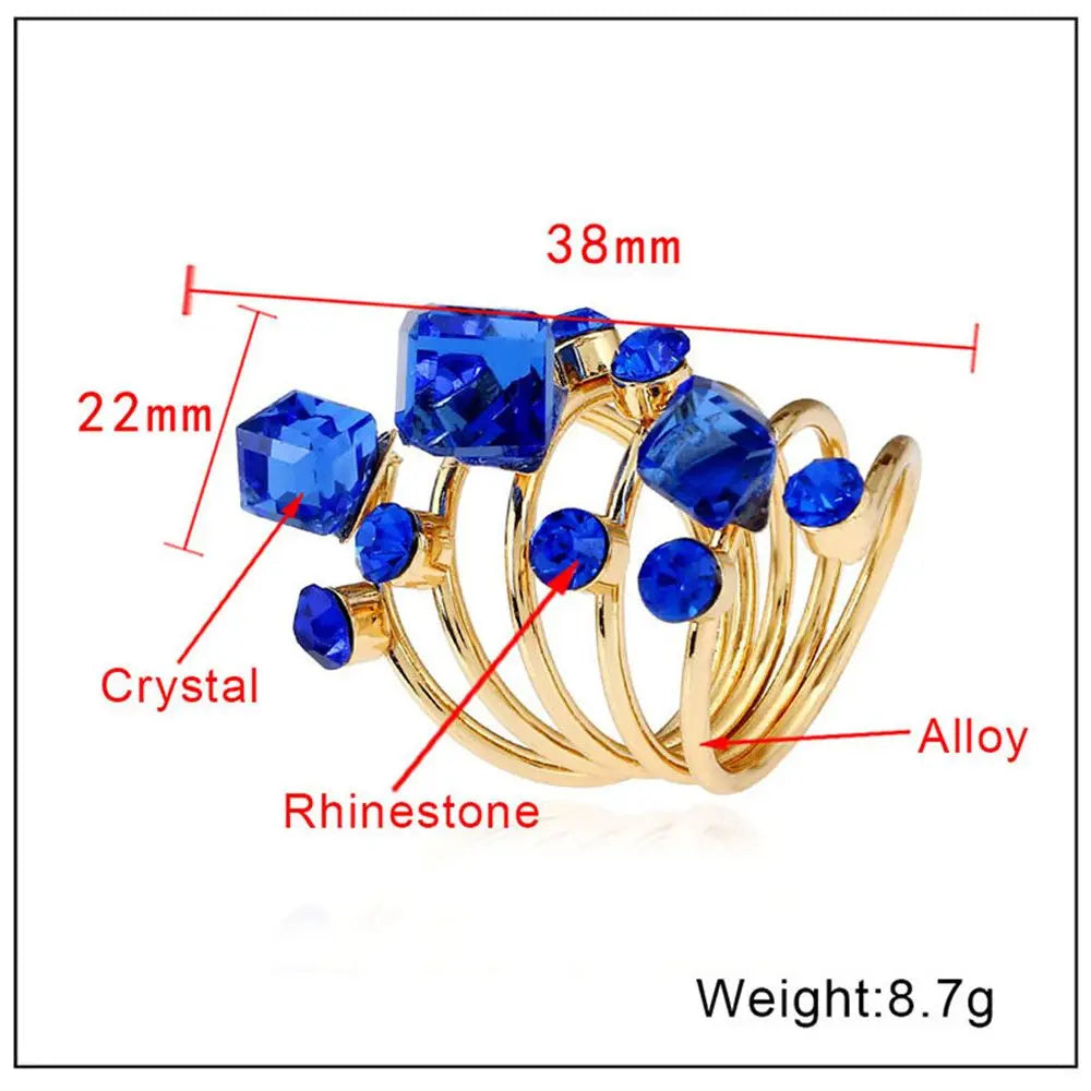 Crystal Aesthetic Rings for Women Y2K Gothic Large Stone Knuckle Rings Rhinestone