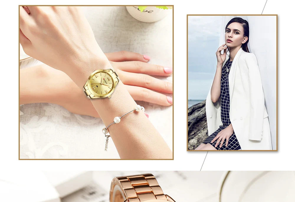 CURREN Ladies Watch For Women Fashion Retro Female Waterproof Watch Steel Quartz Watch For Women Christmas Relógio Feminino 9007