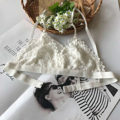 Lace Tube Top Women Hollow Out Bralette Thin Chest Girl  Bras Seamless Transparent