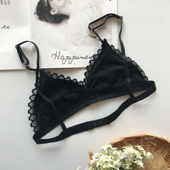 Lace Tube Top Women Hollow Out Bralette Thin Chest Girl  Bras Seamless Transparent