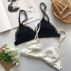 Lace Tube Top Women Hollow Out Bralette Thin Chest Girl  Bras Seamless Transparent