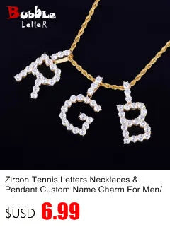 Bubble Letter Miami Cuban Link Rings for Men Gold Color Iced Out Full Zircon Hip Hop