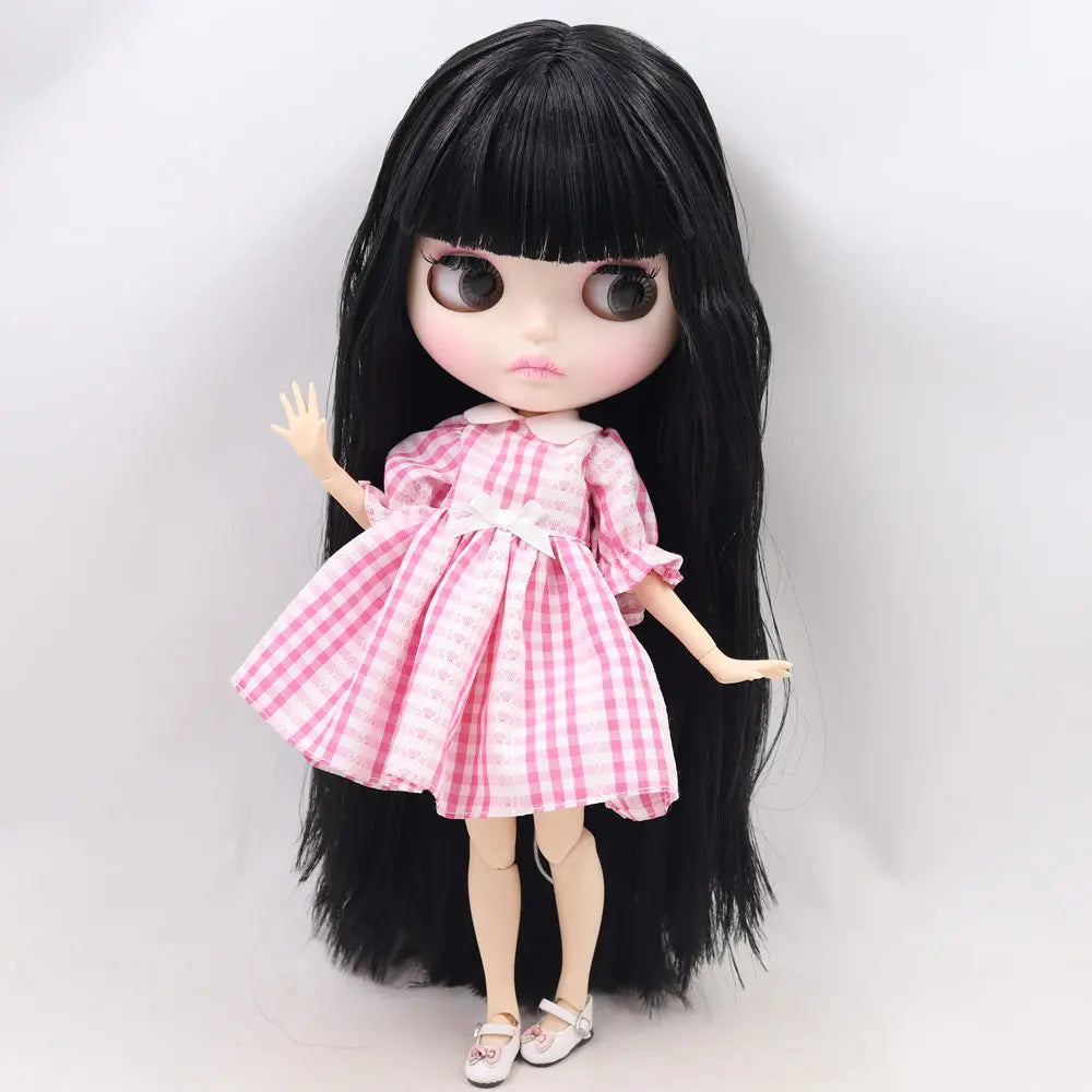 ICY DBS Blyth Doll For Series No.BL9601 Black hair Carved lips Matte face Joint body 1/6 bjd