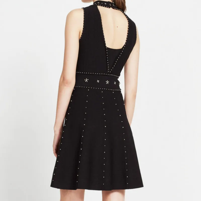Evening wear Dresses: Women Slim Sleeveless Beading Female Vintage Dresses
