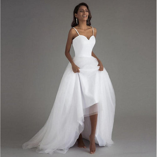 White Bridesmaid Dresses: Bridal Gown with Lace Up Dress High Division Wedding Dress