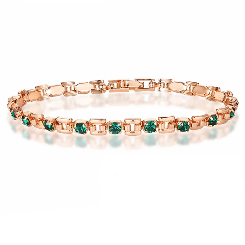 9 Color Women Girls Pink/Green/White/Red/Blue Cubic Zircon Stone Bracelets Wrist Square Shaped Bracelets