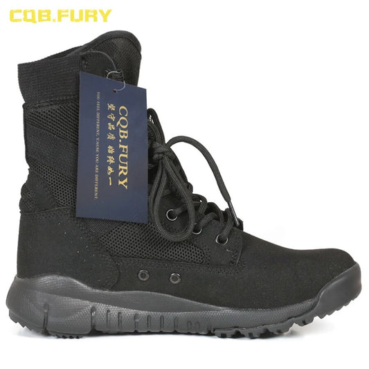 Summer Leather Breathable Mens Military Boots Tactical Wearable Mesh Army Boots