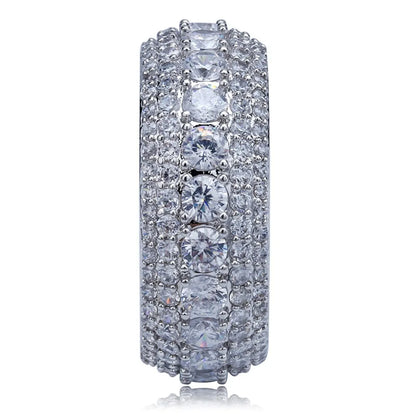 10MM Hip Hop Iced Out Cubic Zircon Bling Round Ring Gold Silver Color Jewelry