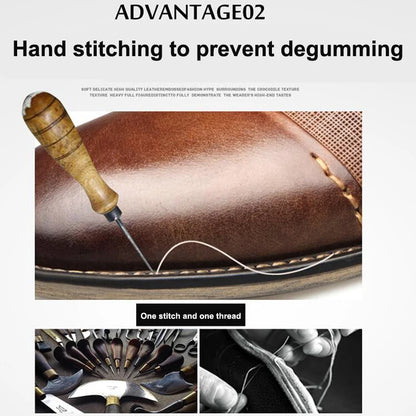 ZFTL New Man Dress shoes Big size Cow Leather Men's Business shoes Lace-up Men formal shoes fashion male Handmade shoes Brown 01
