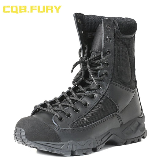 Mens Leather Tactical Army Boots ankle strap black combat military comfortable Boots