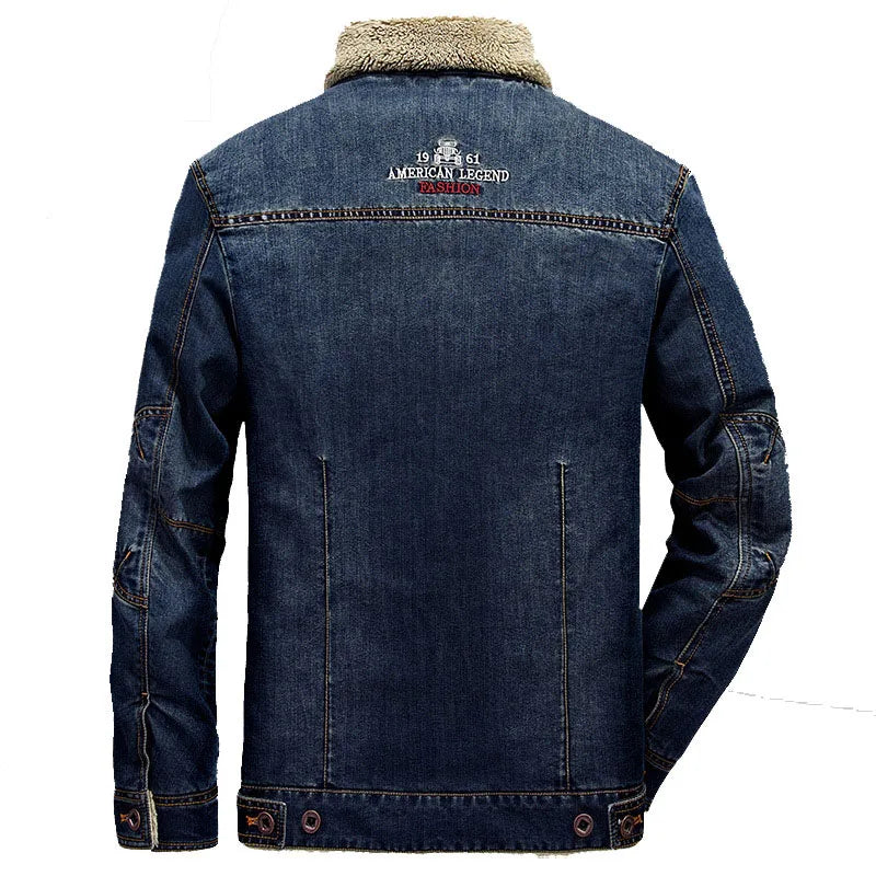 Winter Jackets Men Oversized Fleece Denim Jacket 6XL 7XL Streetwear Jacket Coat Men's