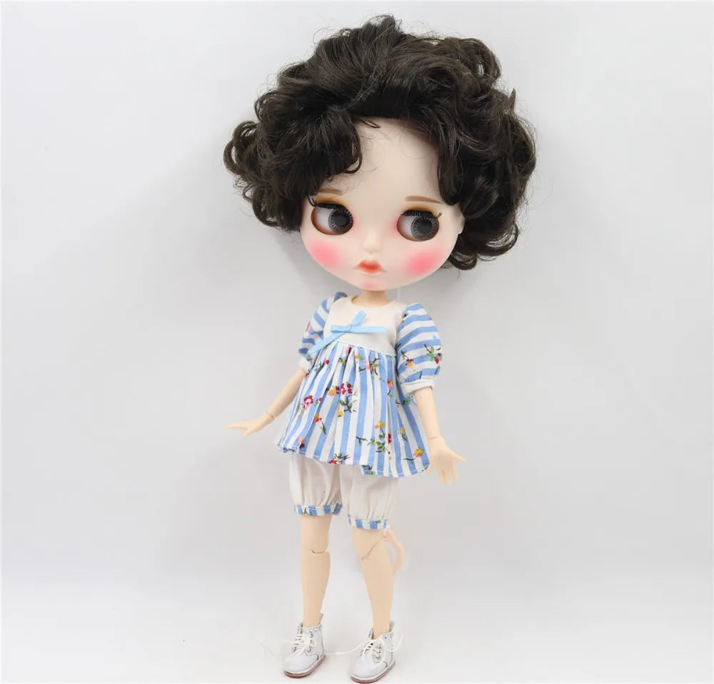 ICY DBS Blyth doll 1/6 toy white skin joint body bjd black hair matte face with eyebrow custom doll 30cm