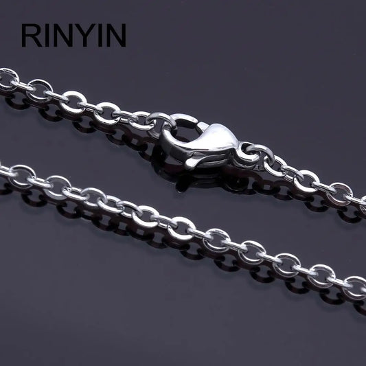 Men Women Jewerly 1mm 16" 18" 20" 22" 24" Inches Links Chain Fashion Necklace Stainless Steel Necklace Classic Pop Rolo Chains