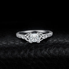 925 Sterling Silver Engagement Ring for Woman Celtic 5A CZ Simulated Diamond Ring