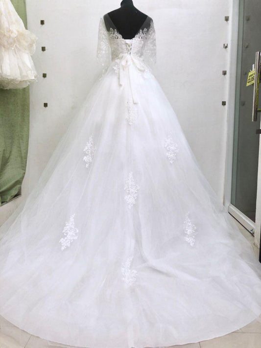 Long Sleeve Wedding Dresses Tulle Lace Bride Dresses Wedding Gowns