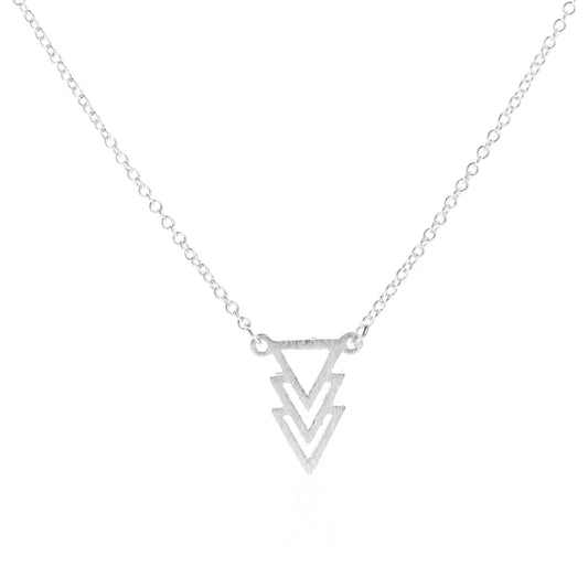 Shuangshuo New Fashion Chokers Vintage Three Triangle Pendant Necklaces for Women Geometric Long Chain Choker Necklace N077