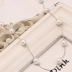 Long Double Layer Simulated Pearl Necklace Women Sweater Chain  Female Collares