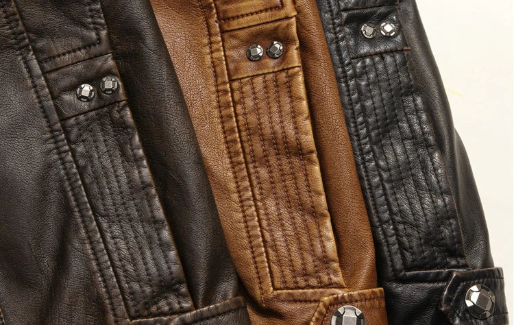 Autumn Winter Mens PU Leather Jacket Motorcycle Leather Coats Mens