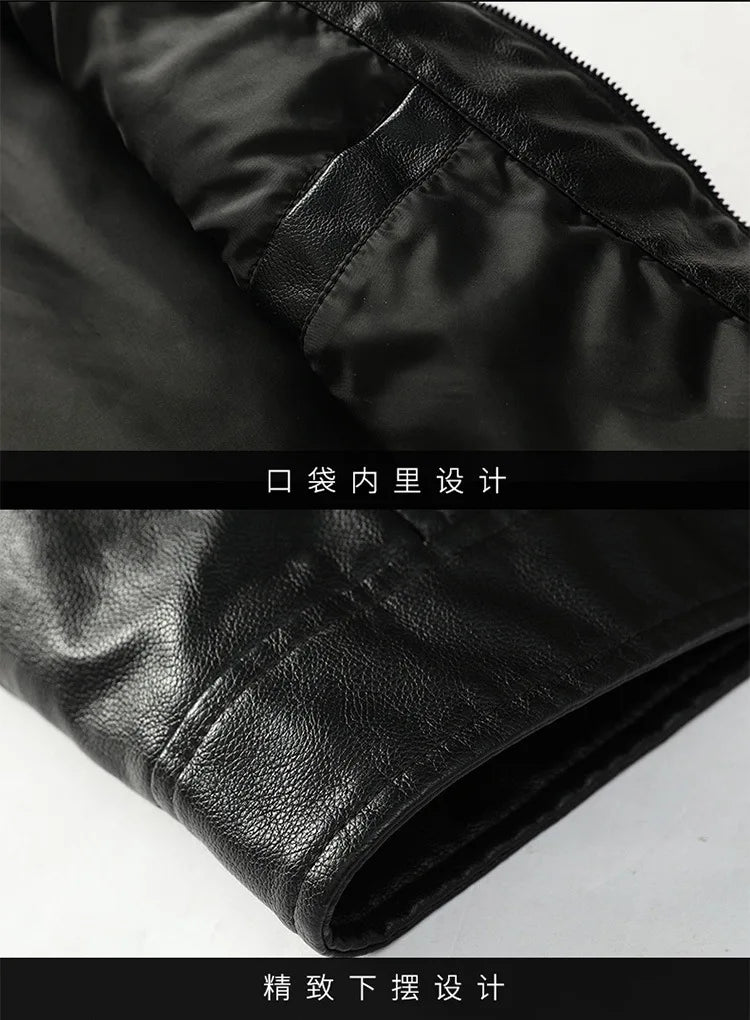 Mens PU Leather Jacket Fleece and Thicken Male Coats Motorcycle Clothing