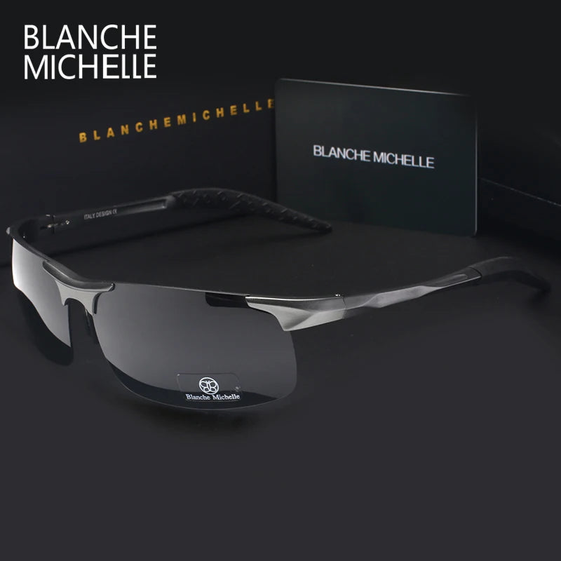 Sunglasses Polarized Men UV400 Rectangle Gold Outdoor Driving Sun Glasses