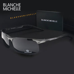 Sport Sunglasses Polarized Men UV400 Rectangle Gold Outdoor Driving Sun Glasses