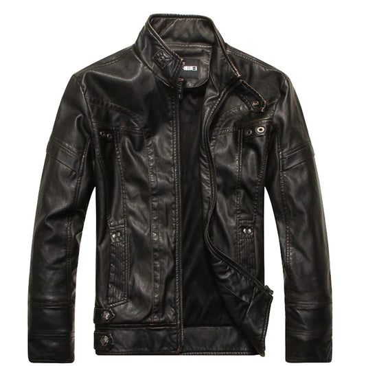 Autumn Winter Mens PU Leather Jacket Motorcycle Leather Coats Mens