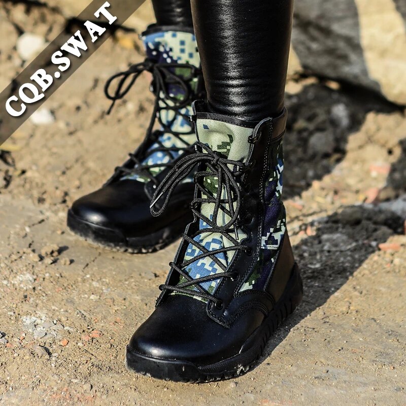 Military Combat Boots Tactical Breathable Wearable Boots Motorcycle Hiking Boots