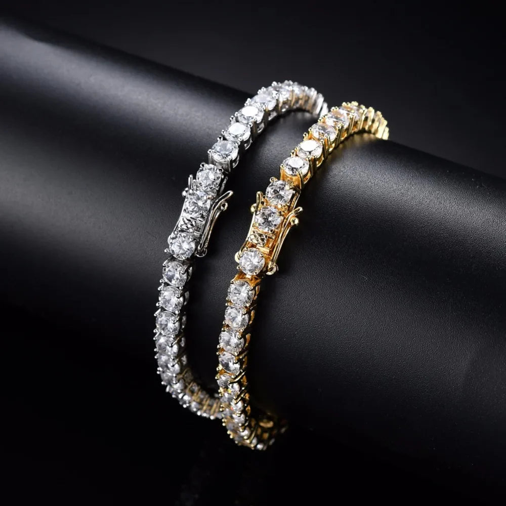 Brass Tennis Bracelet  AAA CZ Bling Bling 3mm 4mm 5mm 1 Row Cubic Zirconia Bracelet For Men And Women Iced Out Jewelry BB019