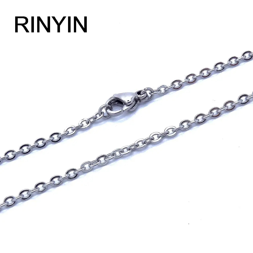 Men Women Jewerly 1mm 16" 18" 20" 22" 24" Inches Links Chain Fashion Necklace Stainless Steel Necklace Classic Pop Rolo Chains