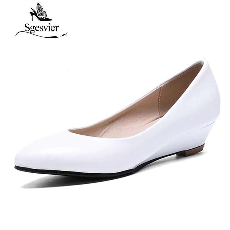 Women Pumps Pointed Head Low Heels Wedge Shoes Woman Shallow Slip On Shoes