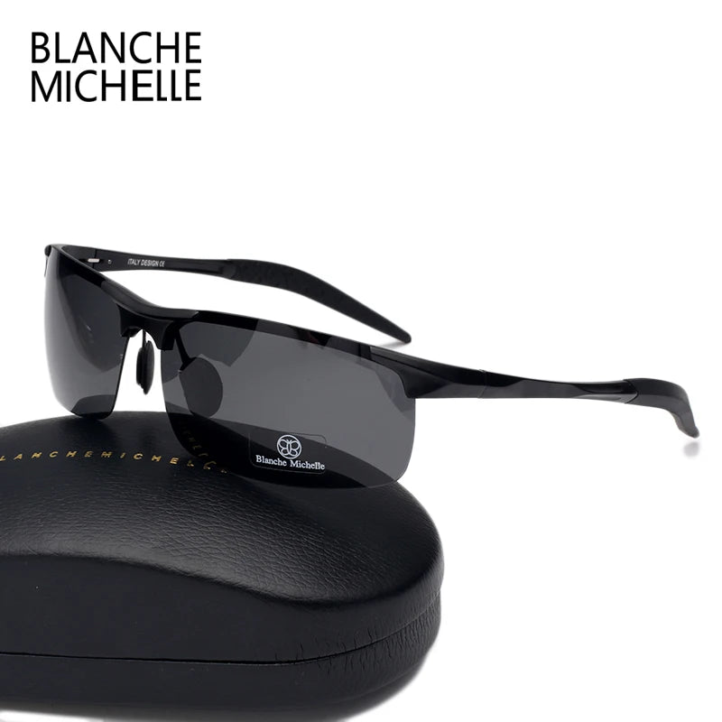 Sunglasses Polarized Men UV400 Rectangle Gold Outdoor Driving Sun Glasses