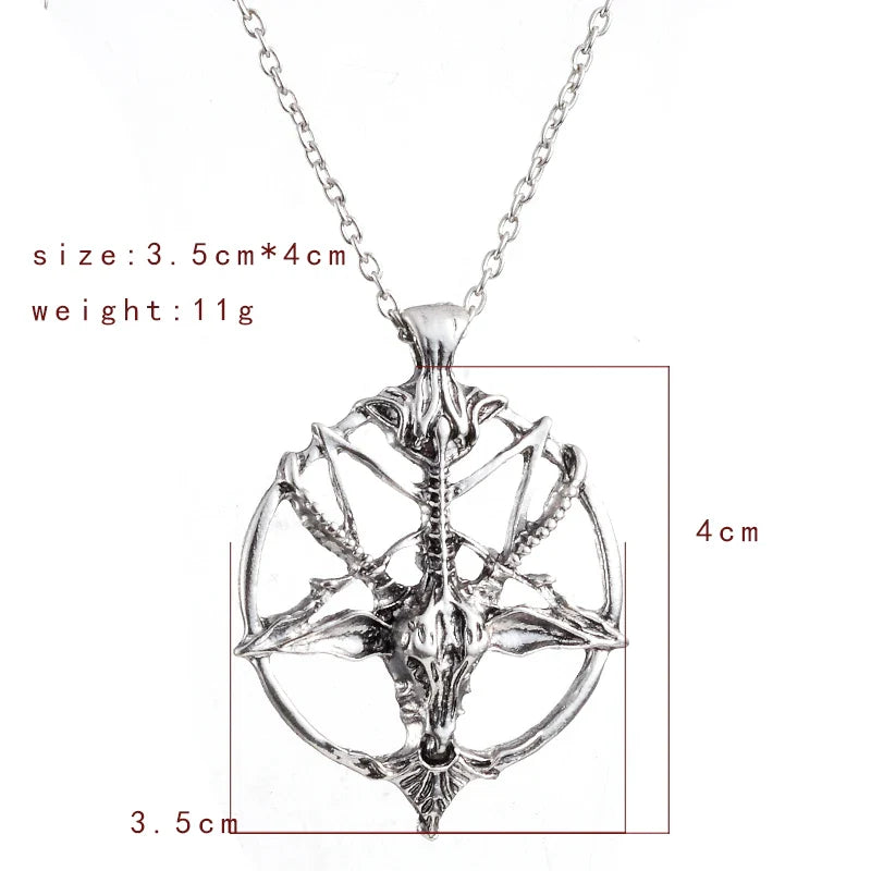 Fashion Jewelry Vintage Charm Women Men Pentagram Pan God Skull Goat Head Pendant Chain Necklaces