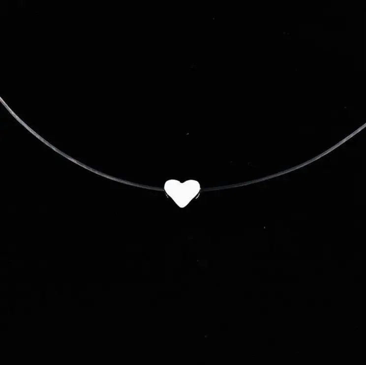 2019 Female New Heart Star Necklace Meteorite Pendant Transparent Fishing Line Invisible Women Zircon Pendants Necklace Jewelry