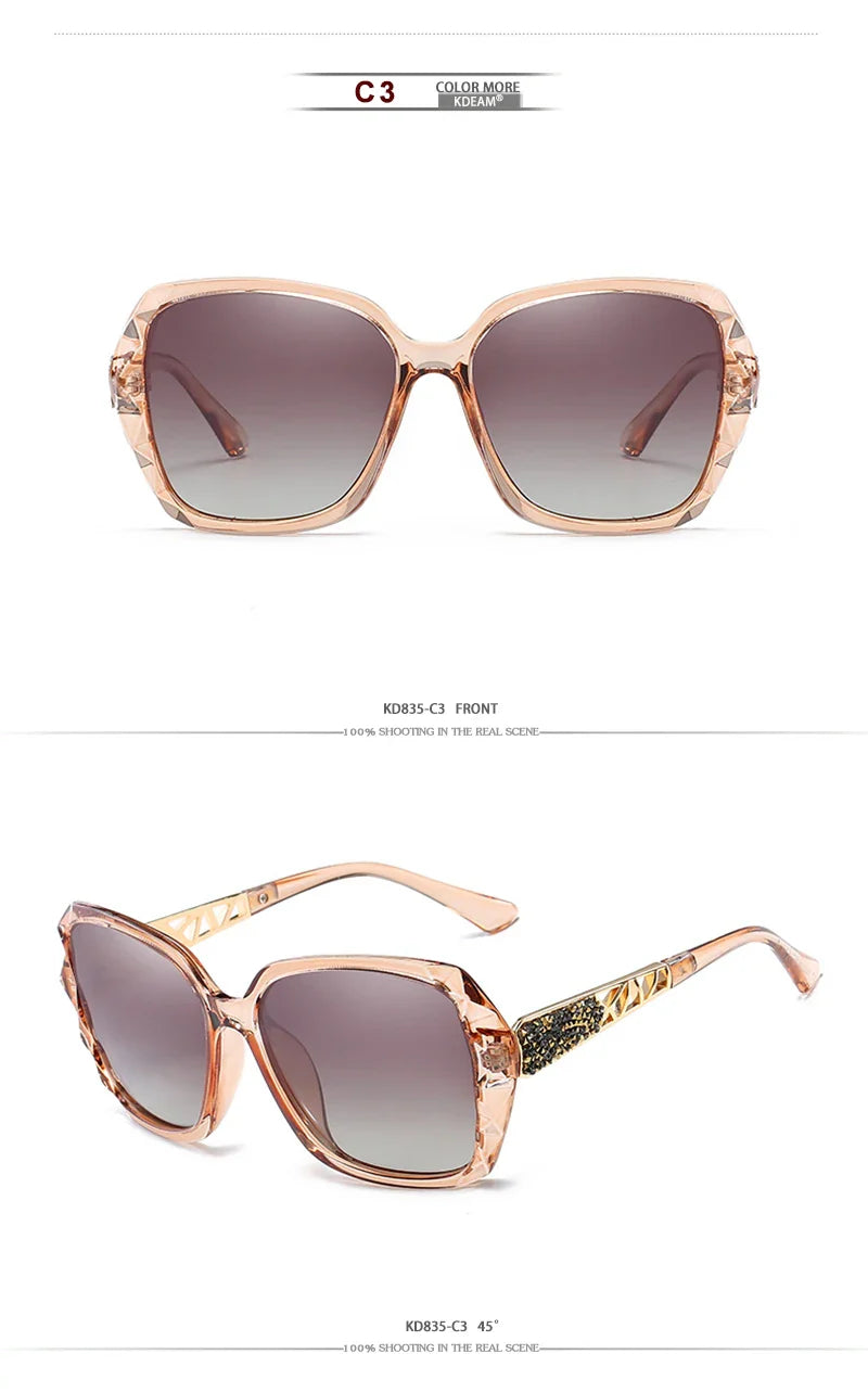 KDEAM Shiny For Women Sunglasses Polarized Butterfly Diamond Designer Sun Glasses Female UV-protected and Box