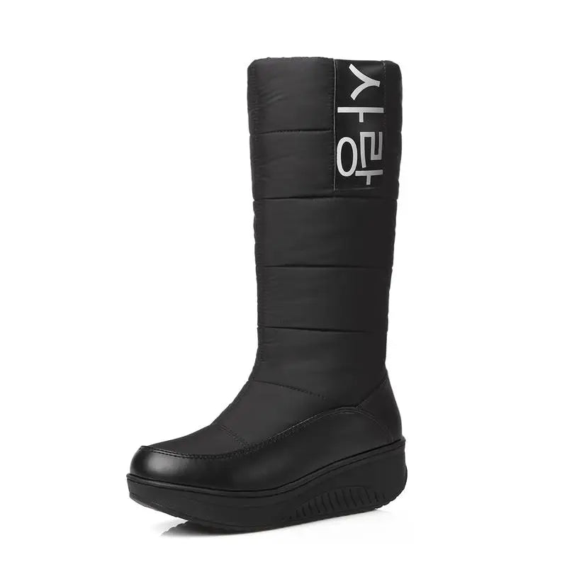 SIZE 35-44 Ladies snow boots wedges heels slip on women winter boots