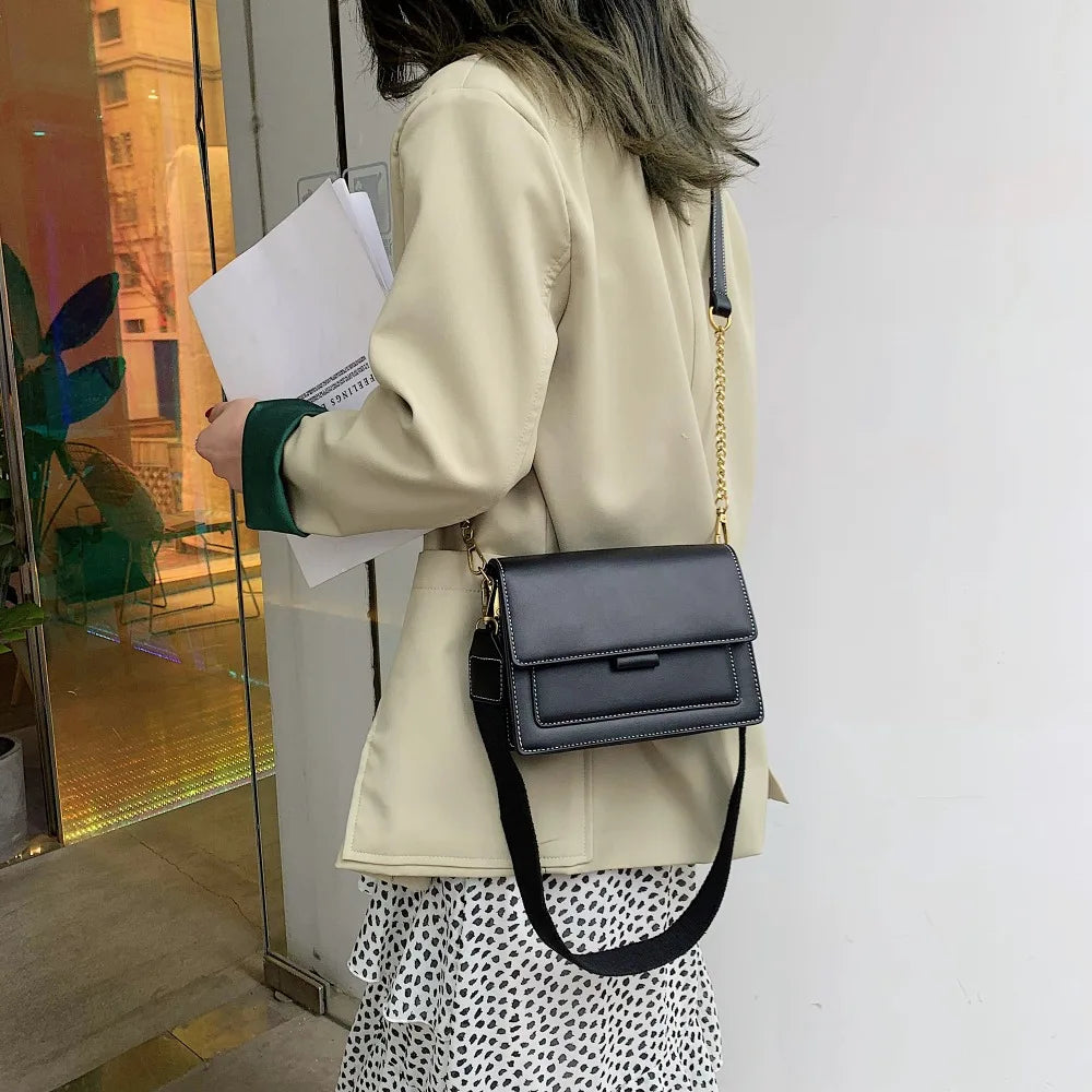 Contrast color Leather Crossbody Bags For Women Travel Handbag Fashion Simple