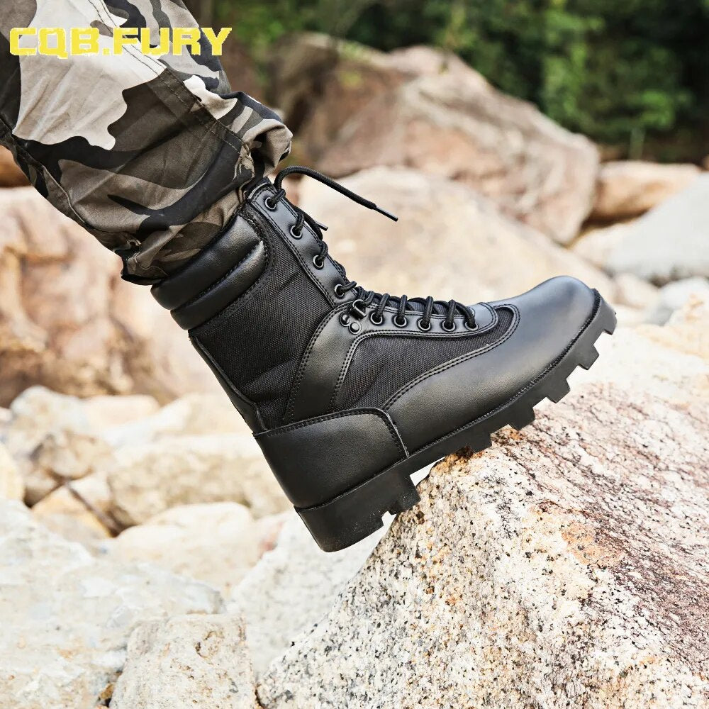 Mens Tactical Boots Leather summer waterproof military boots combat Ankle Boots