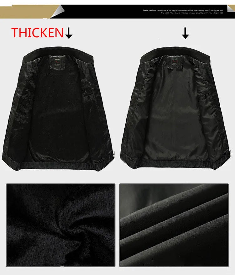 Mens PU Leather Jacket Fleece and Thicken Male Coats Motorcycle Clothing