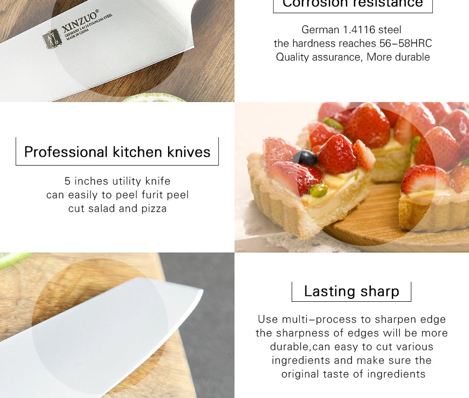 5" Utility Knife Stainless Steel Kitchen Knife Best Paring Fruit Multi-purpose