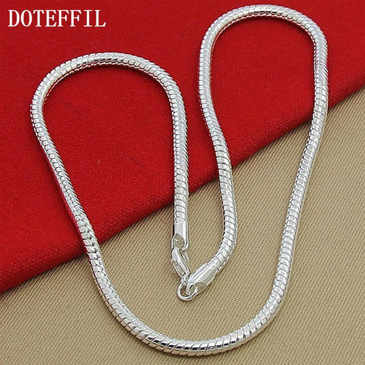 925 Sterling Silver 16/18/20/24/22/24/26/30 Inch 3mm Snake Chain Necklace For Woman