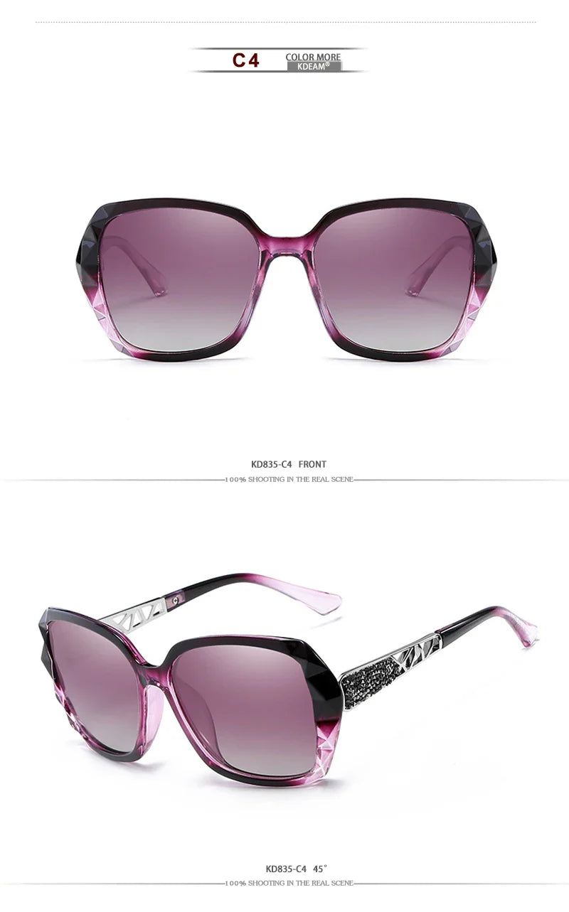 KDEAM Shiny For Women Sunglasses Polarized Butterfly Diamond Designer Sun Glasses Female UV-protected and Box