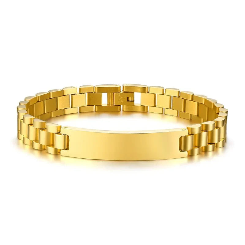 Vnox Free Personalize 10mm Stainless Steel ID Bracelets for Men Casual Male Pulseira Valentine's Day Gift for Him Drop Shipping