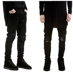 Men Black Ripped Skinny Jeans Hip Hop swag Denim Scratched Biker Jeans Joggers