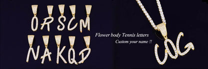 Bubble Letter Miami Cuban Link Rings for Men Gold Color Iced Out Full Zircon Hip Hop