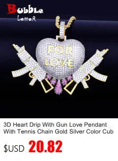 Bubble Letter Miami Cuban Link Rings for Men Gold Color Iced Out Full Zircon Hip Hop