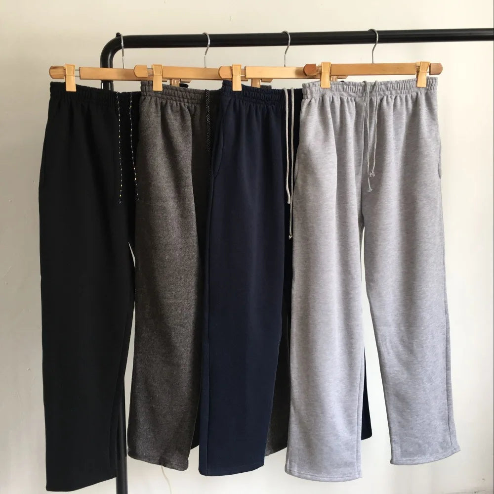 Men Plus Size Pants Solid Baggy Loose Elastic Pants Cotton Sweatpants Casual Pants
