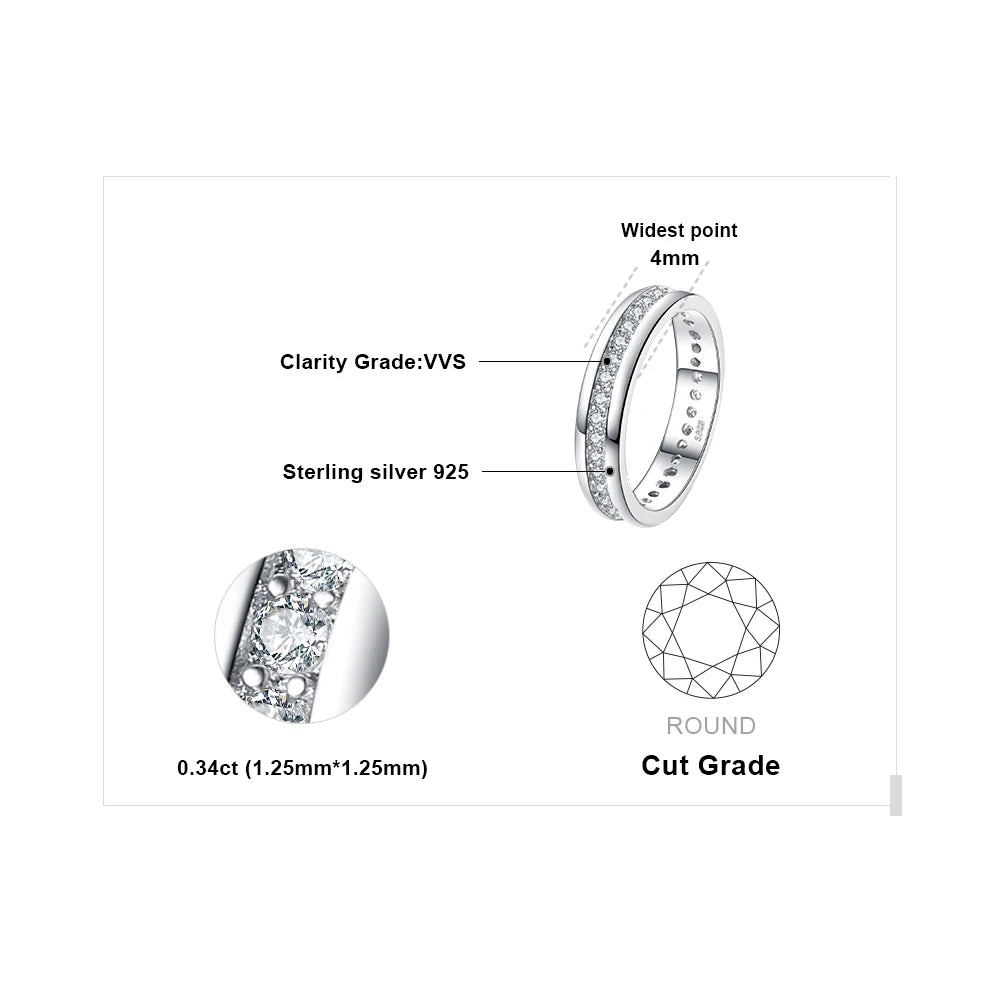 JewelryPalace Solid 925 Sterling Silver Wedding Engagement Ring for Woman